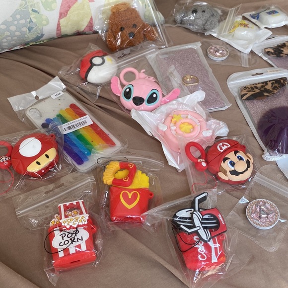 Bundle IPhone Cases & ear pod cases ring stands! Cute all colors. Kids - Picture 6 of 6